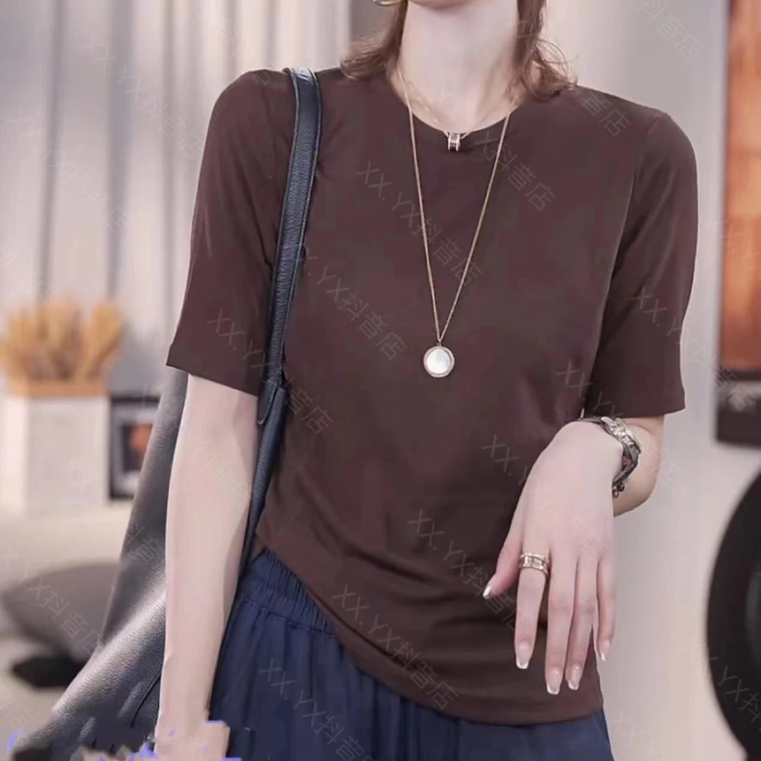 XX.YX（碧落）高级感简约气质显瘦弹力4分袖T恤35617