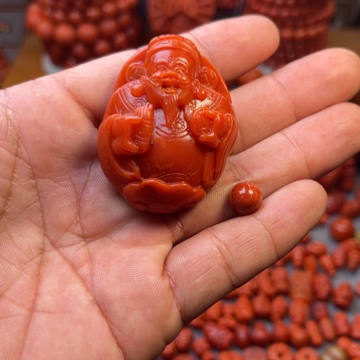 南红玛瑙未镶嵌保山精工财神吊坠