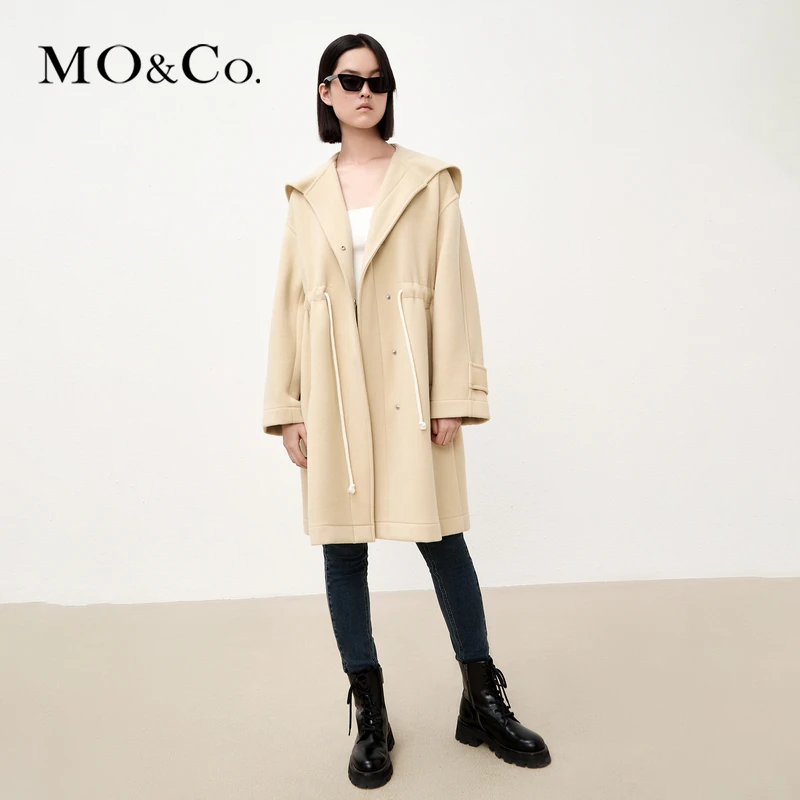 【粉丝专享】MOCO冬季绵羊毛混纺海军领双面呢外套大衣MBB4OVCT02