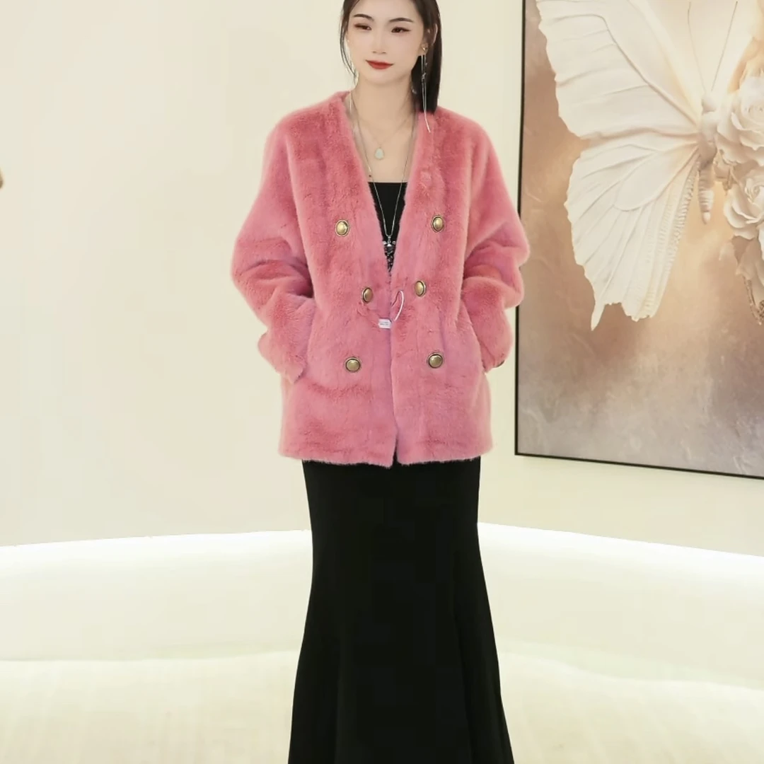 开襟女长袖双排扣常规款短外套外套上衣女装秋冬网红