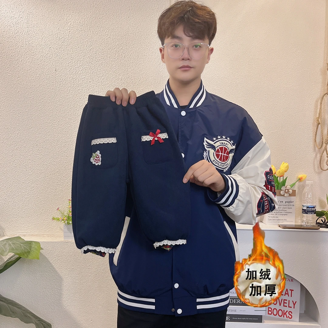 加绒裤子2025秋冬双口袋加绒裤中小童女韩草莓啵啵可爱一体绒裤