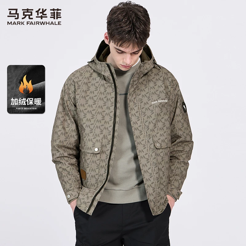 【加绒】马克华菲老花满印连帽夹克男装2025秋冬新款潮流高级外套