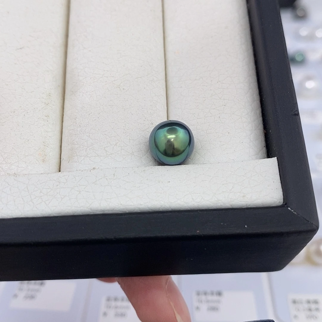 未镶嵌海水珍珠耳饰9.5mm辣色大溪地