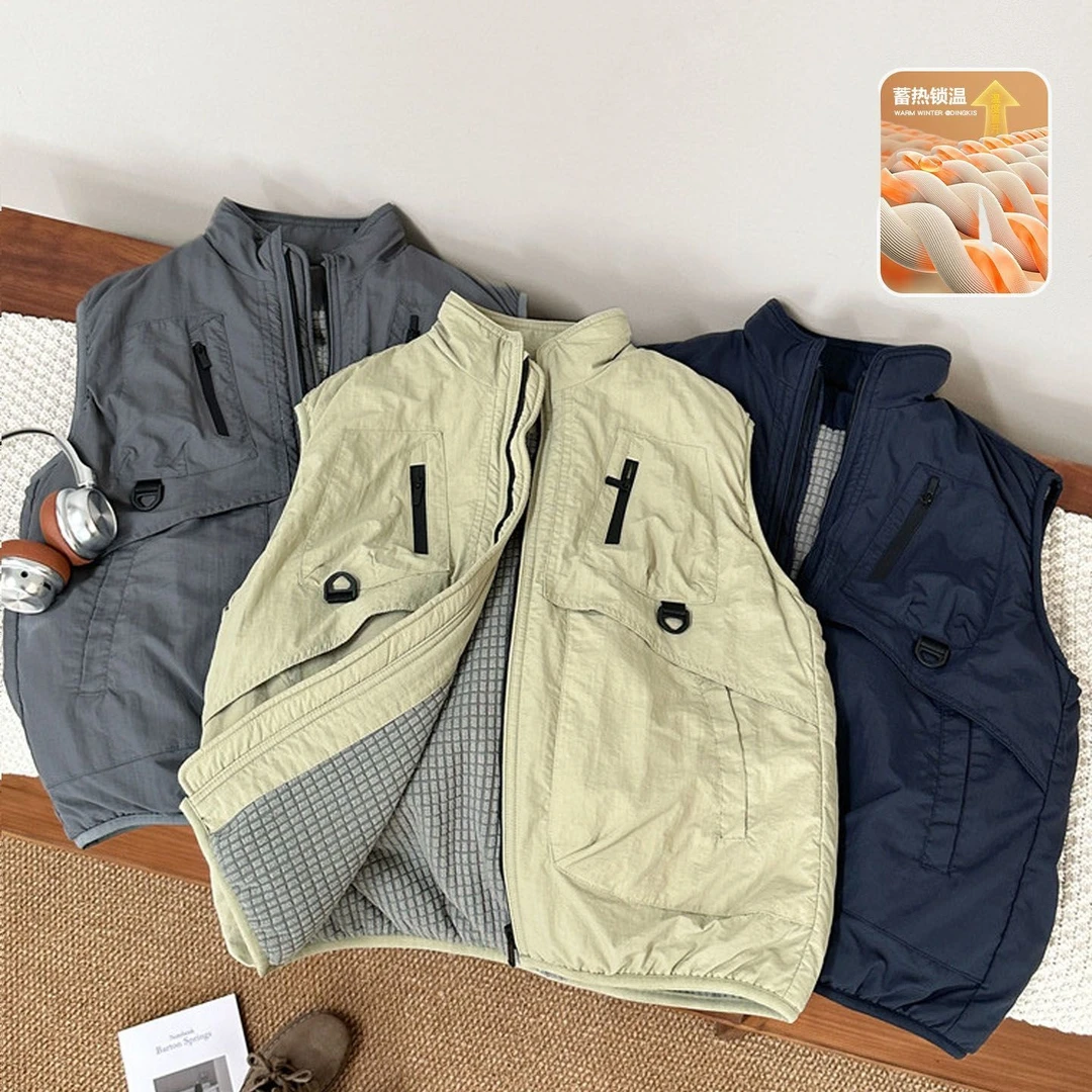 儿童新款马甲男童2025秋冬加厚洋气男孩外套工装上衣中大童坎肩潮