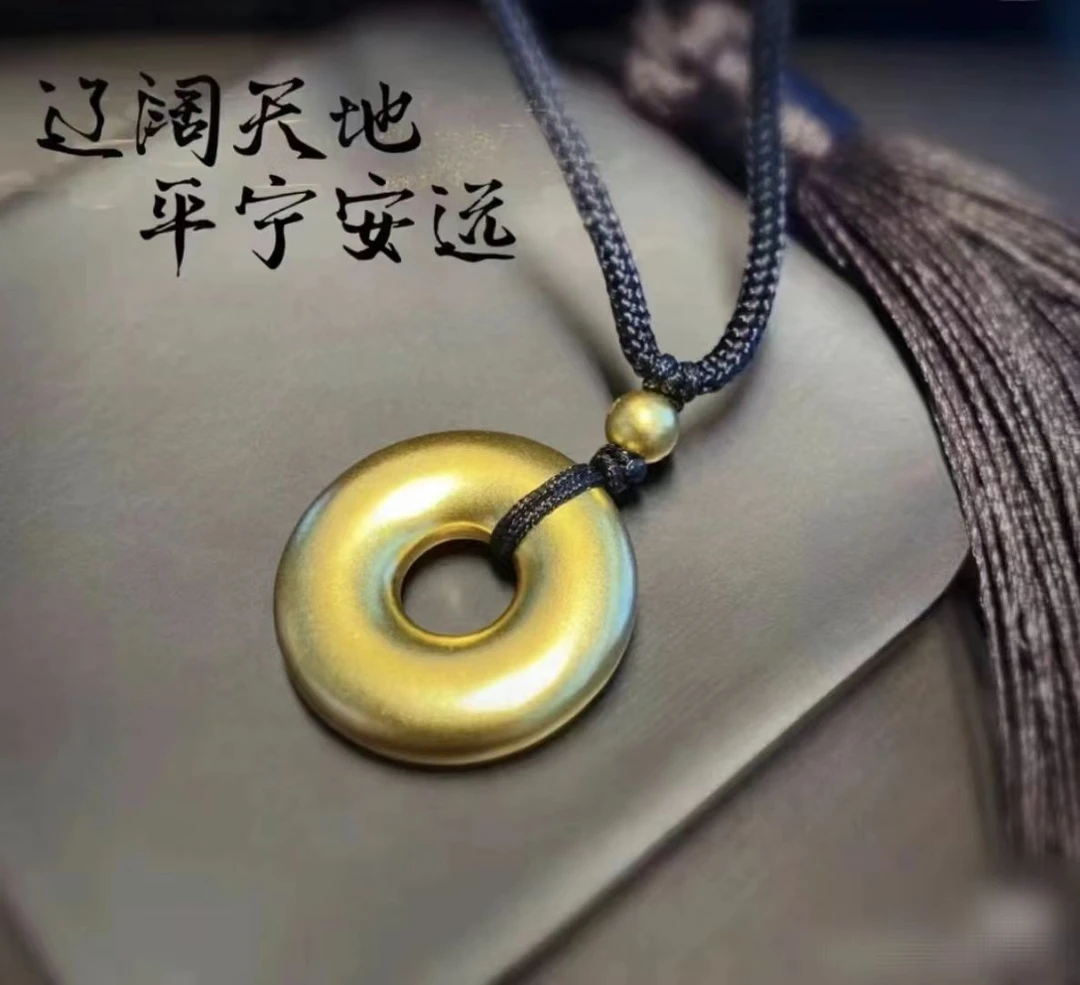 足金999古法传承经典百搭时尚平安后扣吊坠