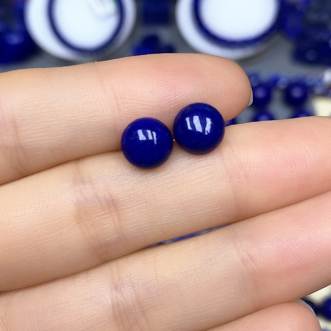 青金石银S925镶嵌耳饰