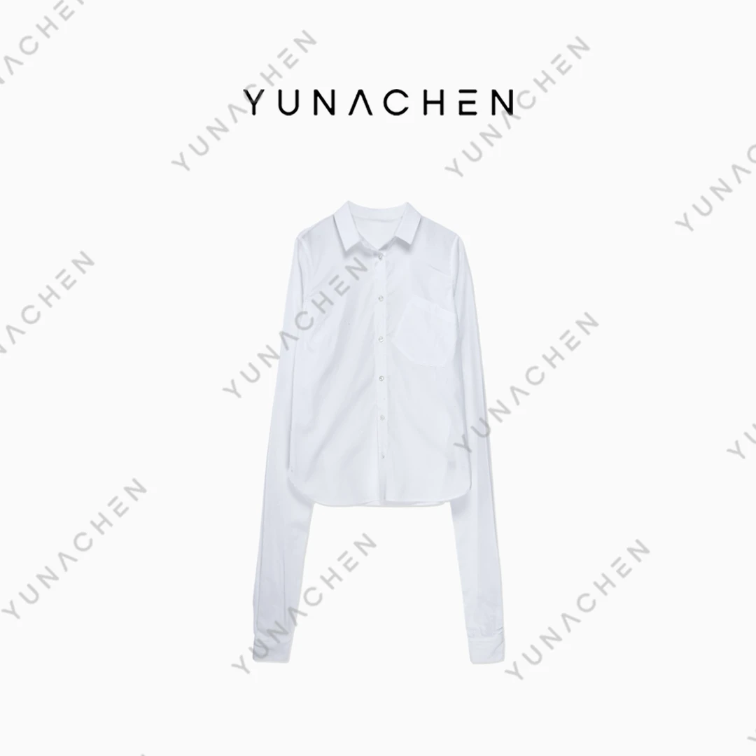 菠萝宝宝yuna【钟瑜】YC22时尚堆堆袖轻奢简约舒适蚕丝白女长袖衬衫