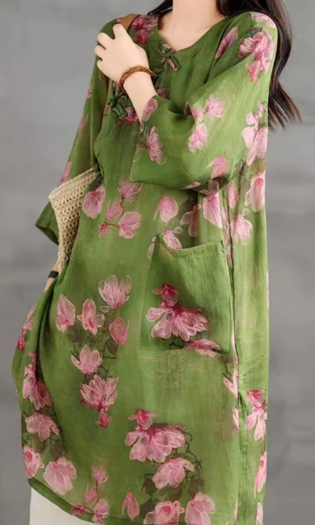 宽松型百搭五分袖斜襟新中式休闲风国风衬衫薄款夏季气质