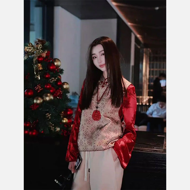 新中式女装国风套装2025春季新款高级感复古上衣马甲衬衫两件套女