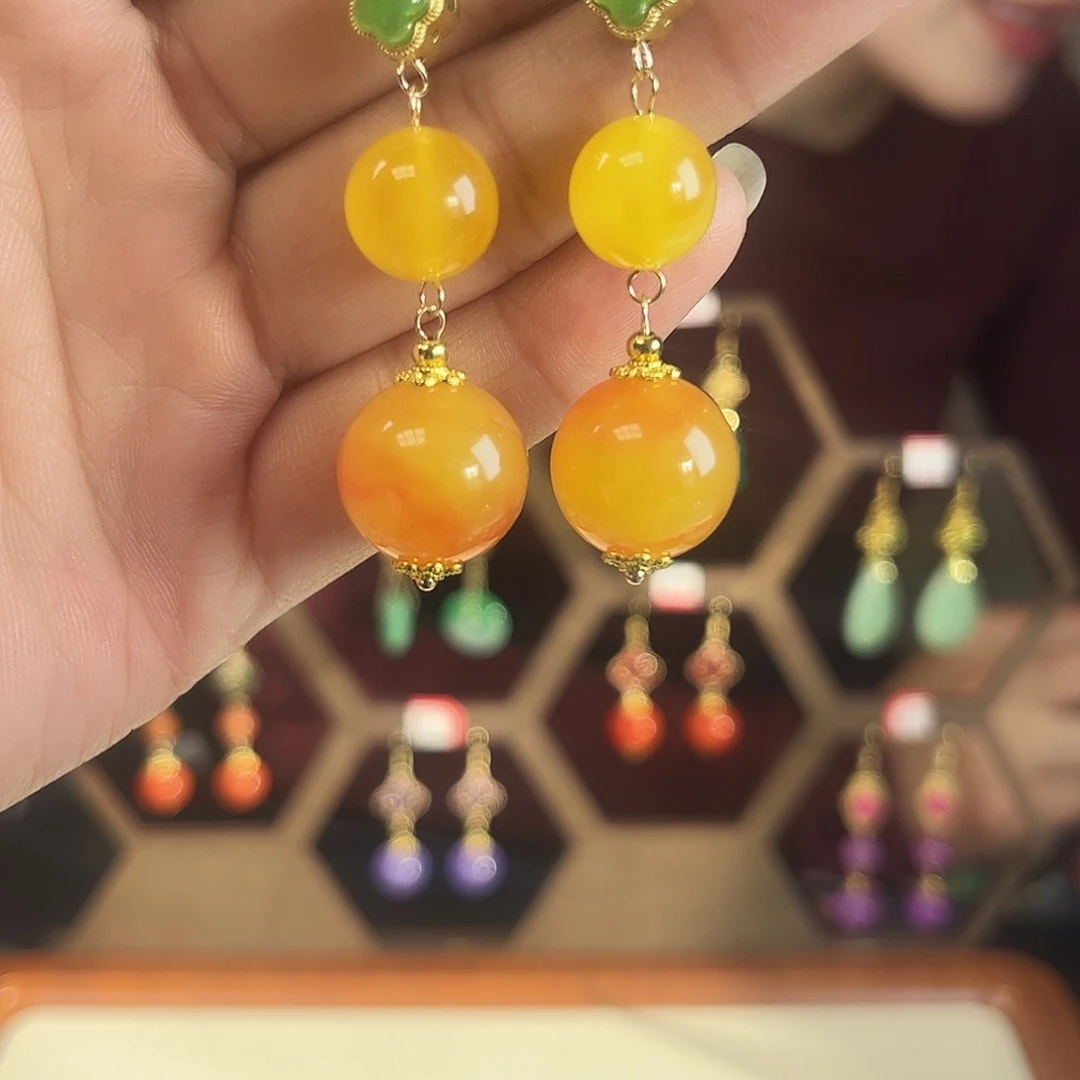珐琅合金925银耳饰