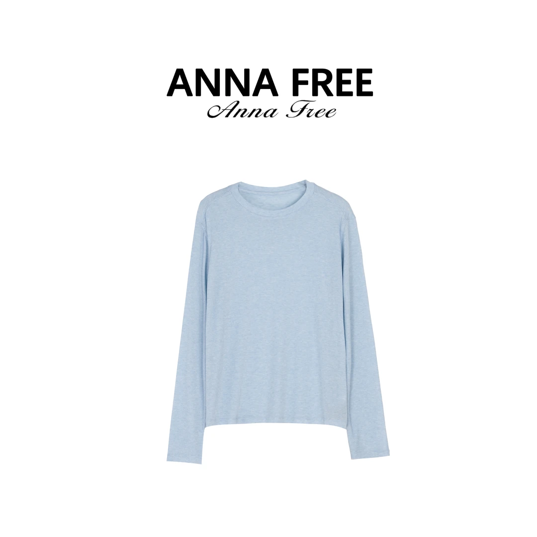 ANNA FREE 轻奢长袖打底衫透气圆领时尚套头百搭T恤ZCD25437