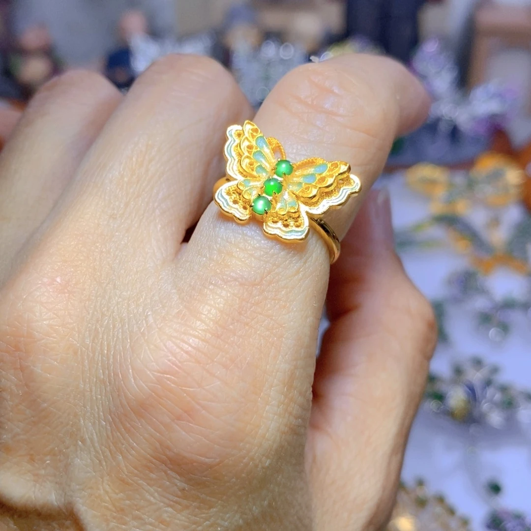 翡翠耳钉银S925镶嵌天然翡翠