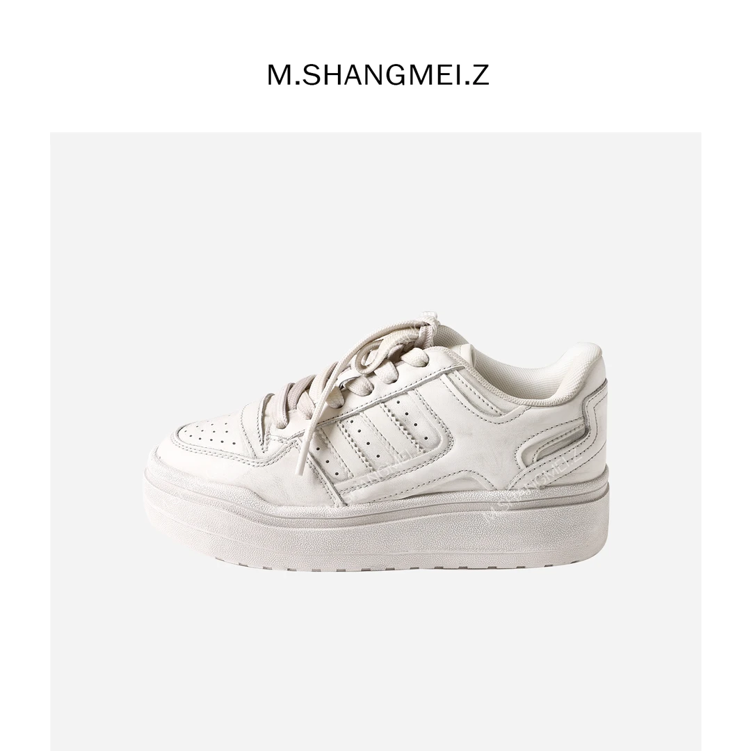M.SHANGMEI.Z/沐熙美大哥洗水做旧潮流百搭ins厚底板鞋F09410
