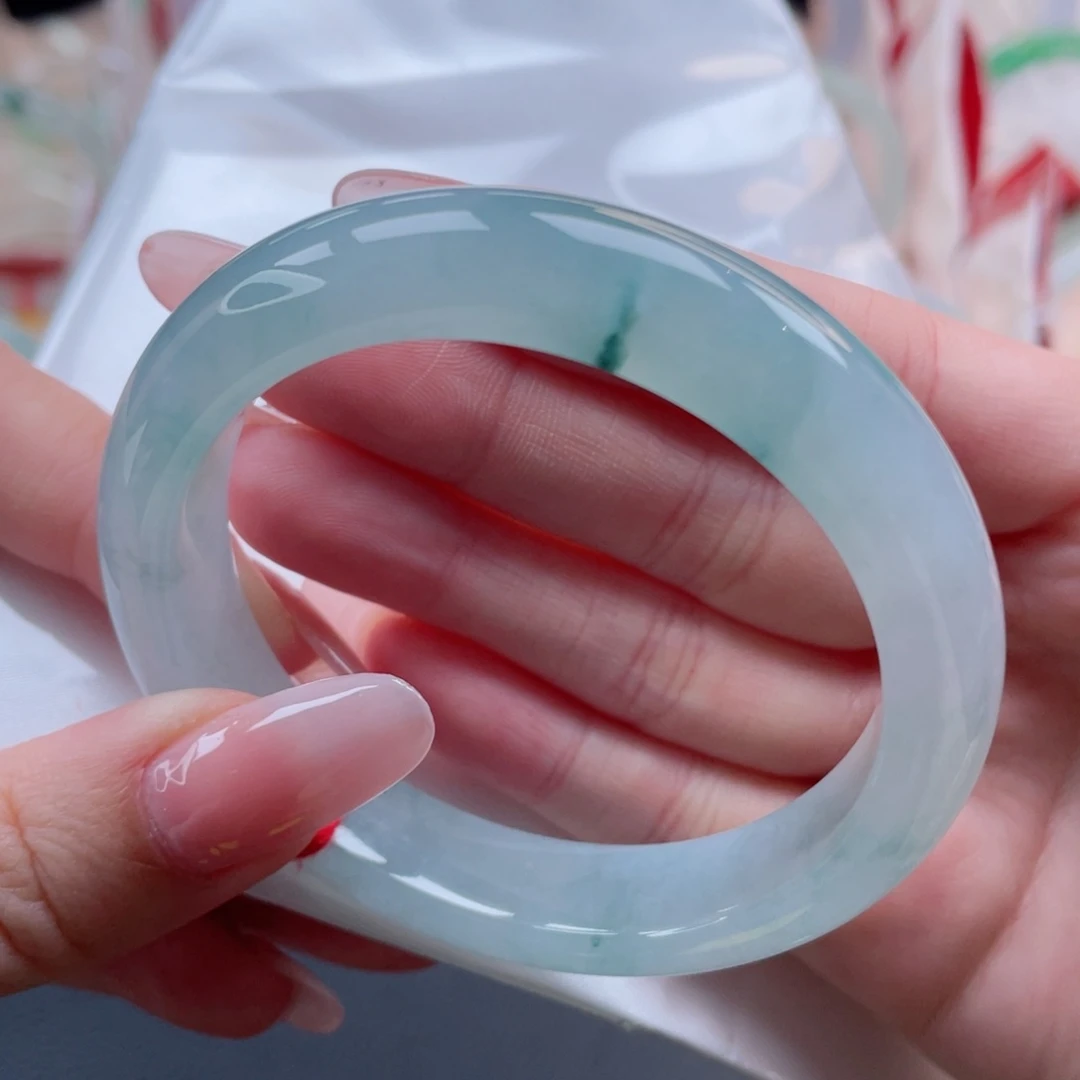 未镶嵌手镯翡翠54.8蓝感飘翠 清冷感十足 很捡漏25号