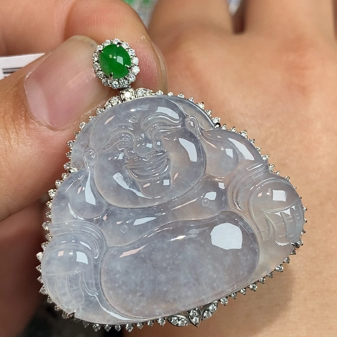 翡翠颈饰18K金镶嵌佛公