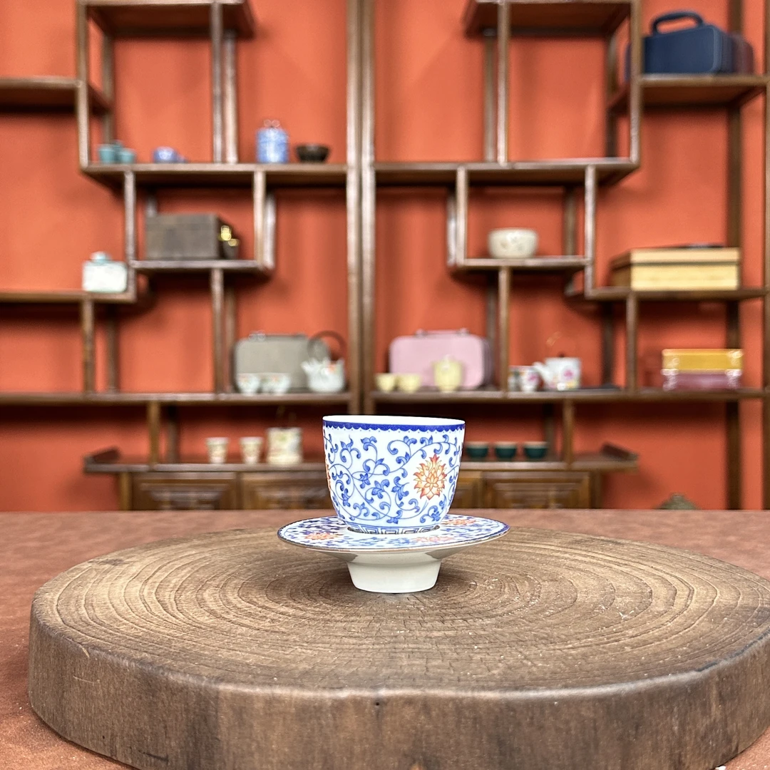 缠枝莲一杯一托 高端陶瓷茶具主人杯0773