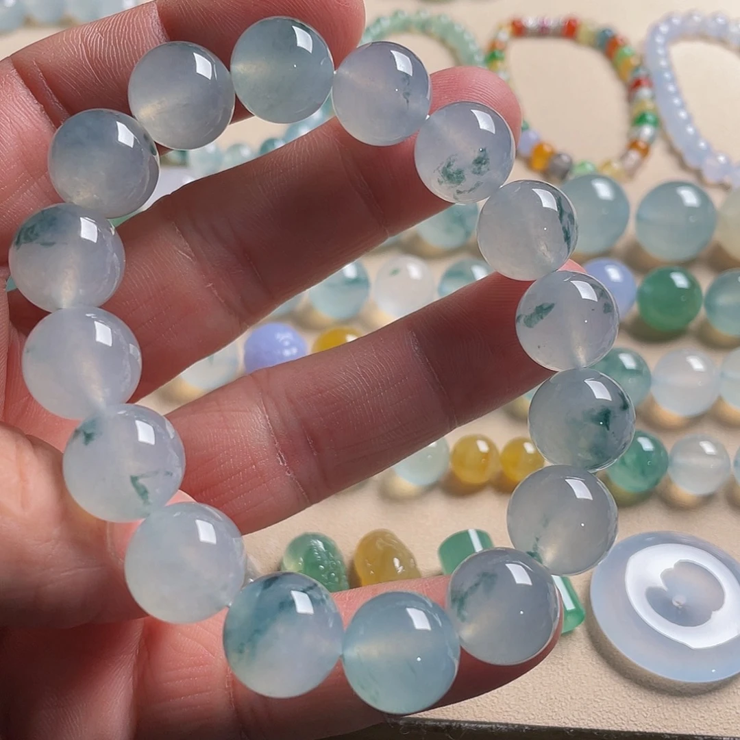 翡翠未镶嵌手链天然缅甸翡翠A货，13.2mm