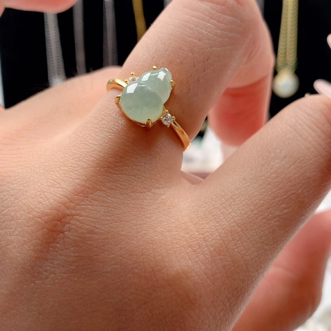 翡翠银S925镶嵌颈饰戒指