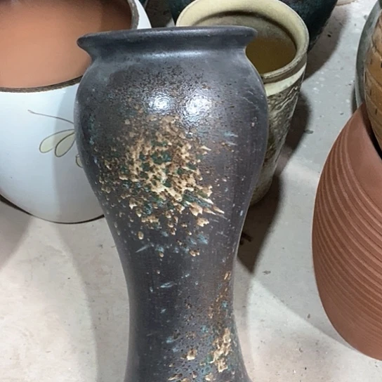 紫砂花盆口17高度41鱼尾黑