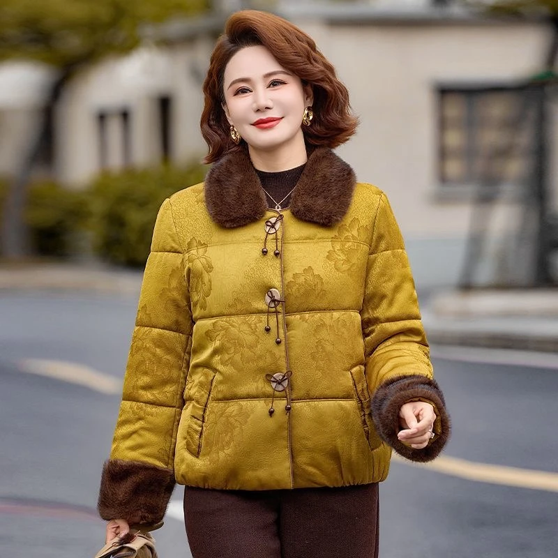 妈妈国风棉服新款外套中老年洋气新中式棉衣冬季秋冬保暖短款棉袄