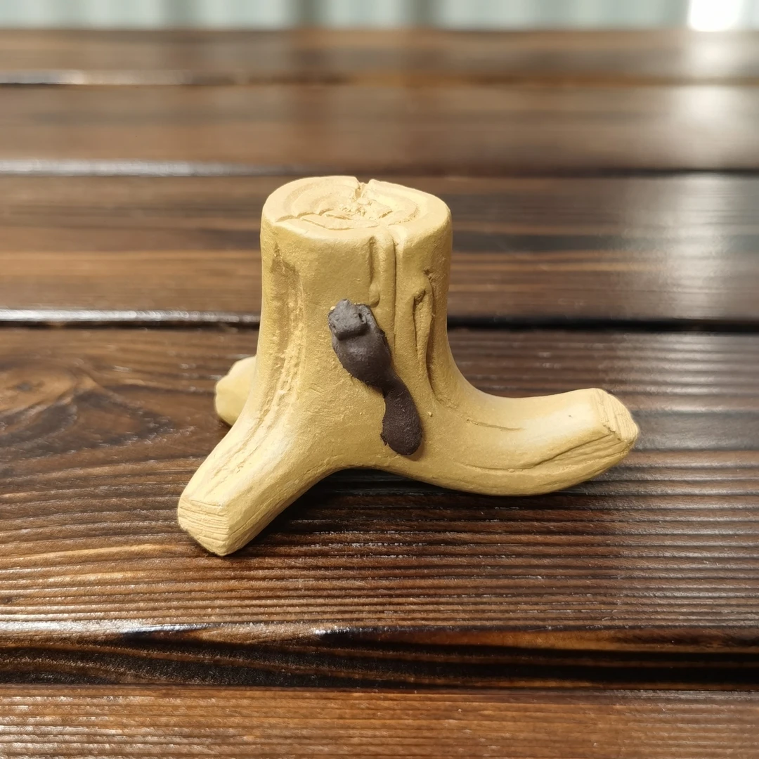 紫砂摆件松树树桩盖置可以放壶盖子