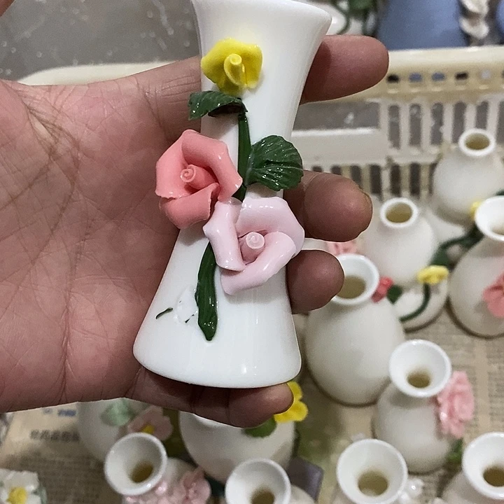 瓷片纯手工陶瓷花摆件瑕