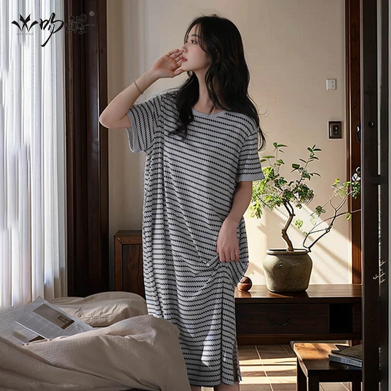 睡裙女2025新爆款夏琥珀流光风舒适时尚宽松透气性感裙凉感带胸垫