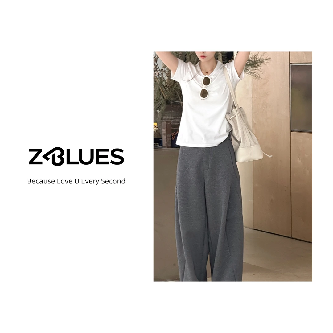 Z.blues【纯小T】显瘦早春百搭上衣纯色休闲显瘦短袖女T恤YZQSH7697