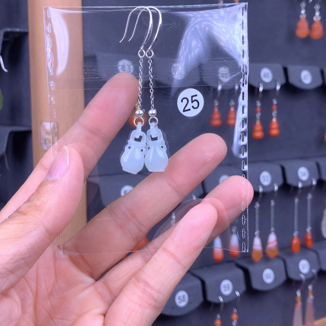 翡翠耳饰银S925镶嵌不**往