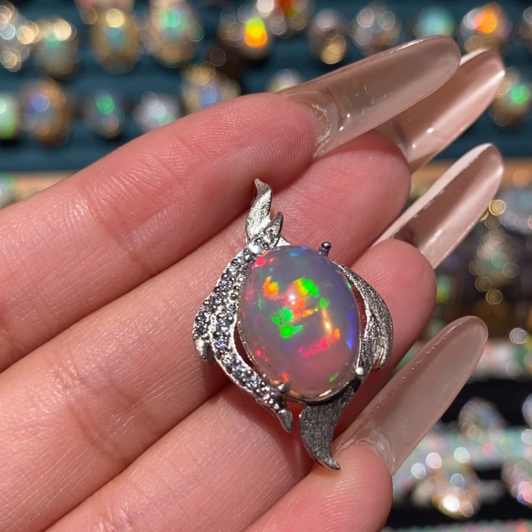 欧泊银S925镶嵌吊坠