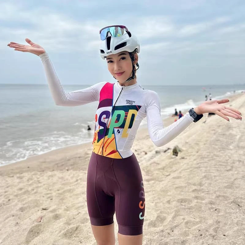 夏季骑行服女薄款长短袖透气防晒专业修身公路自行车服高弹上衣