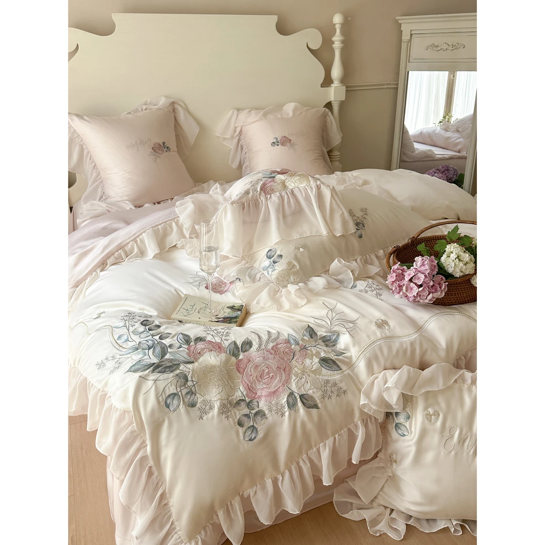 【满月回归惊喜炸】法式长绒棉大花边工艺款四件套赫莎庄园WY