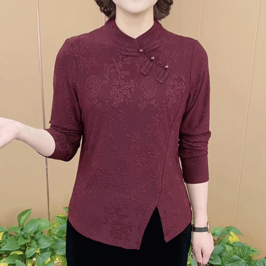 百搭显瘦洋气时尚小众设计感印花ins夏装T恤中式复古提花盘扣立