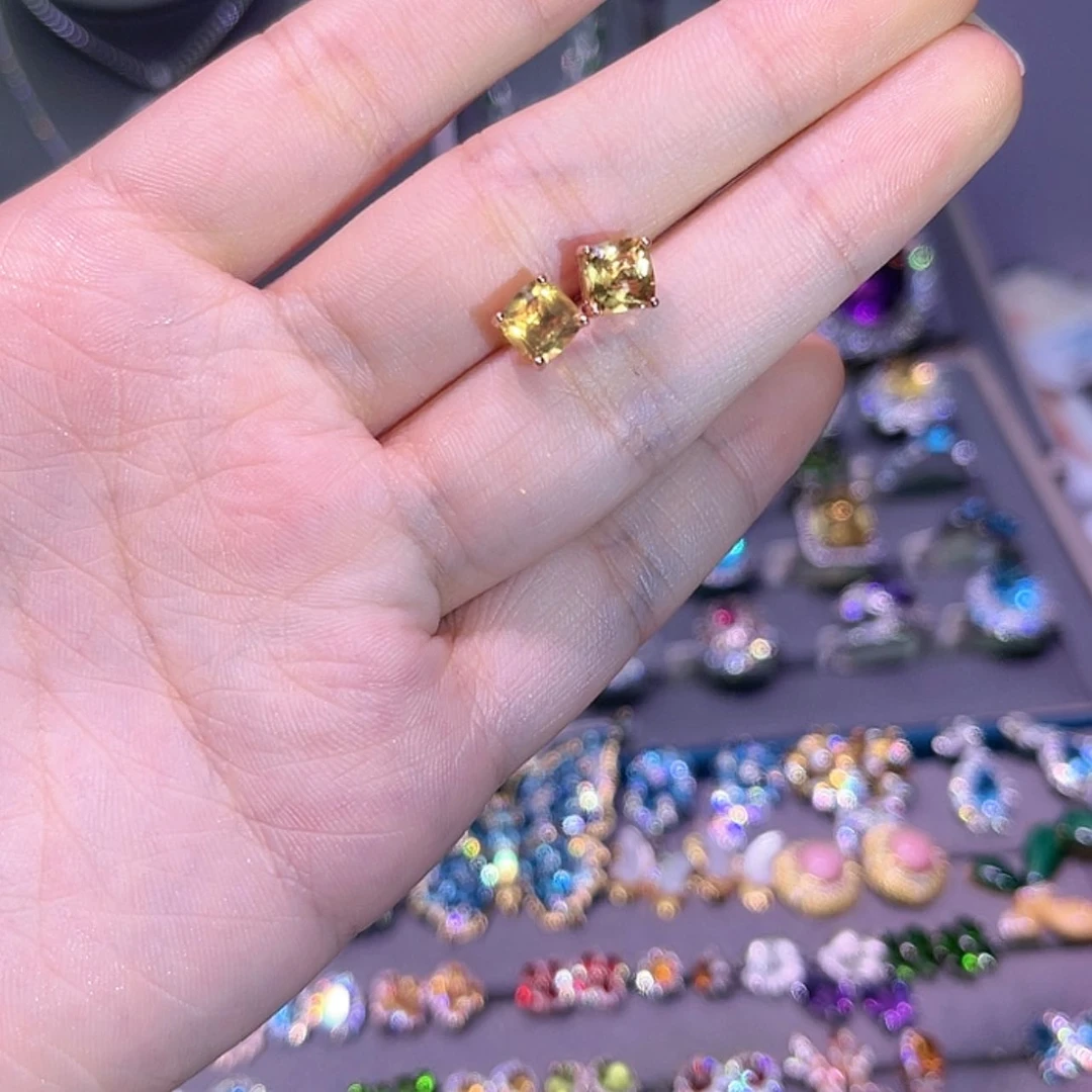 【闪购商品】黄晶耳饰银S925镶嵌耳饰