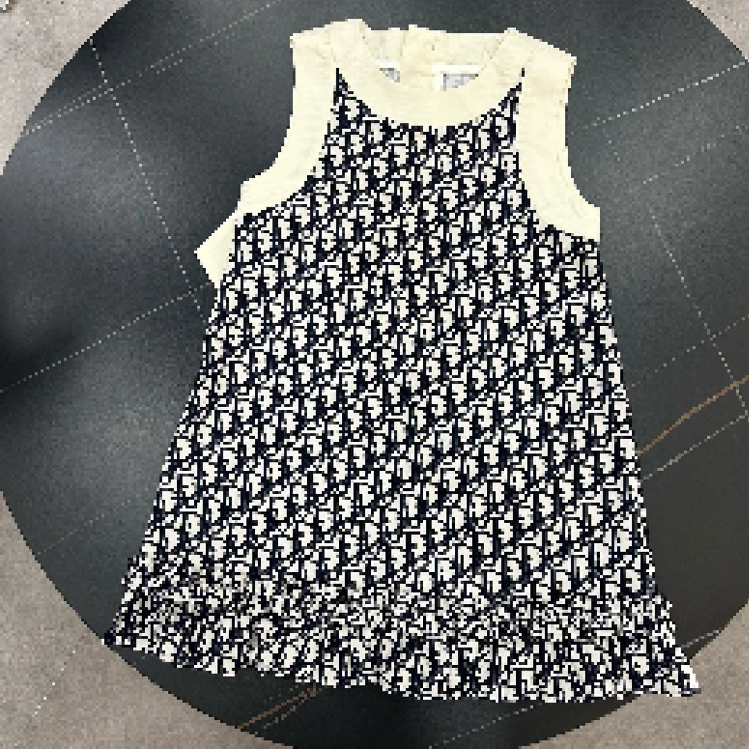 66388夏季新款女童字母满印A字裙百搭休闲公主连衣裙