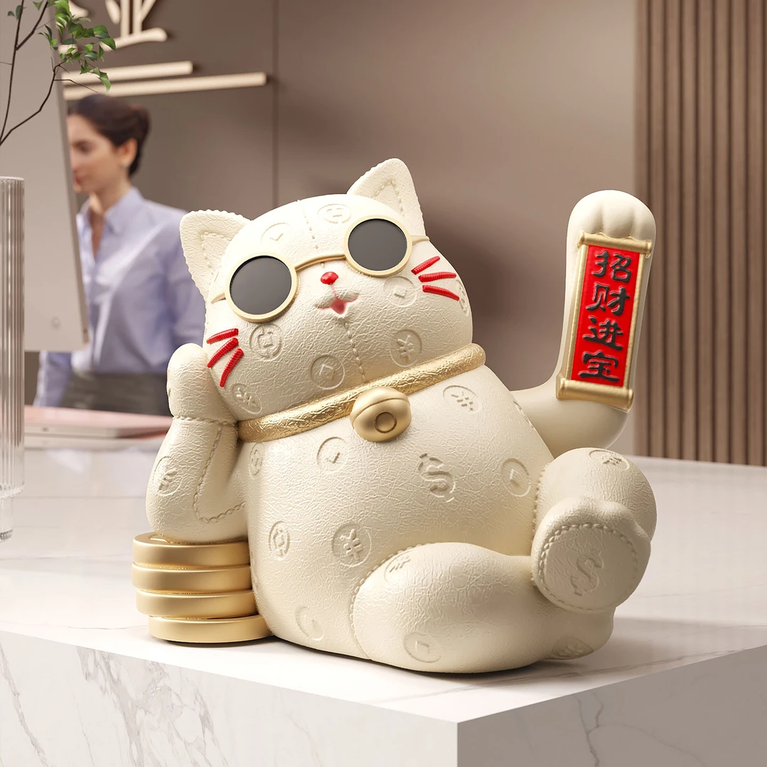 招财猫摆件店铺前台自动招手招财开业礼物客厅玄关家居乔迁礼品