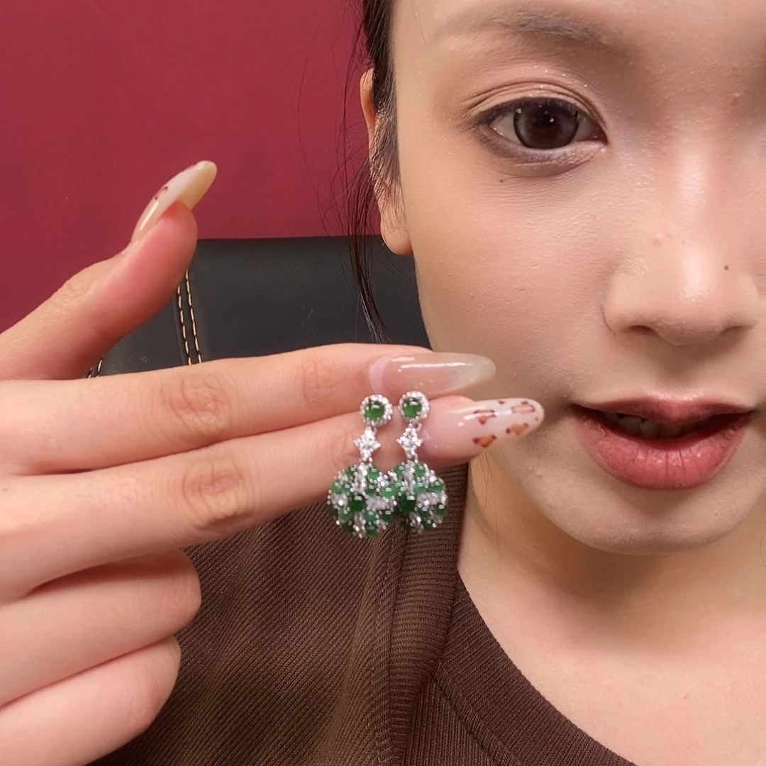 翡翠未镶嵌颈饰蛋面耳饰