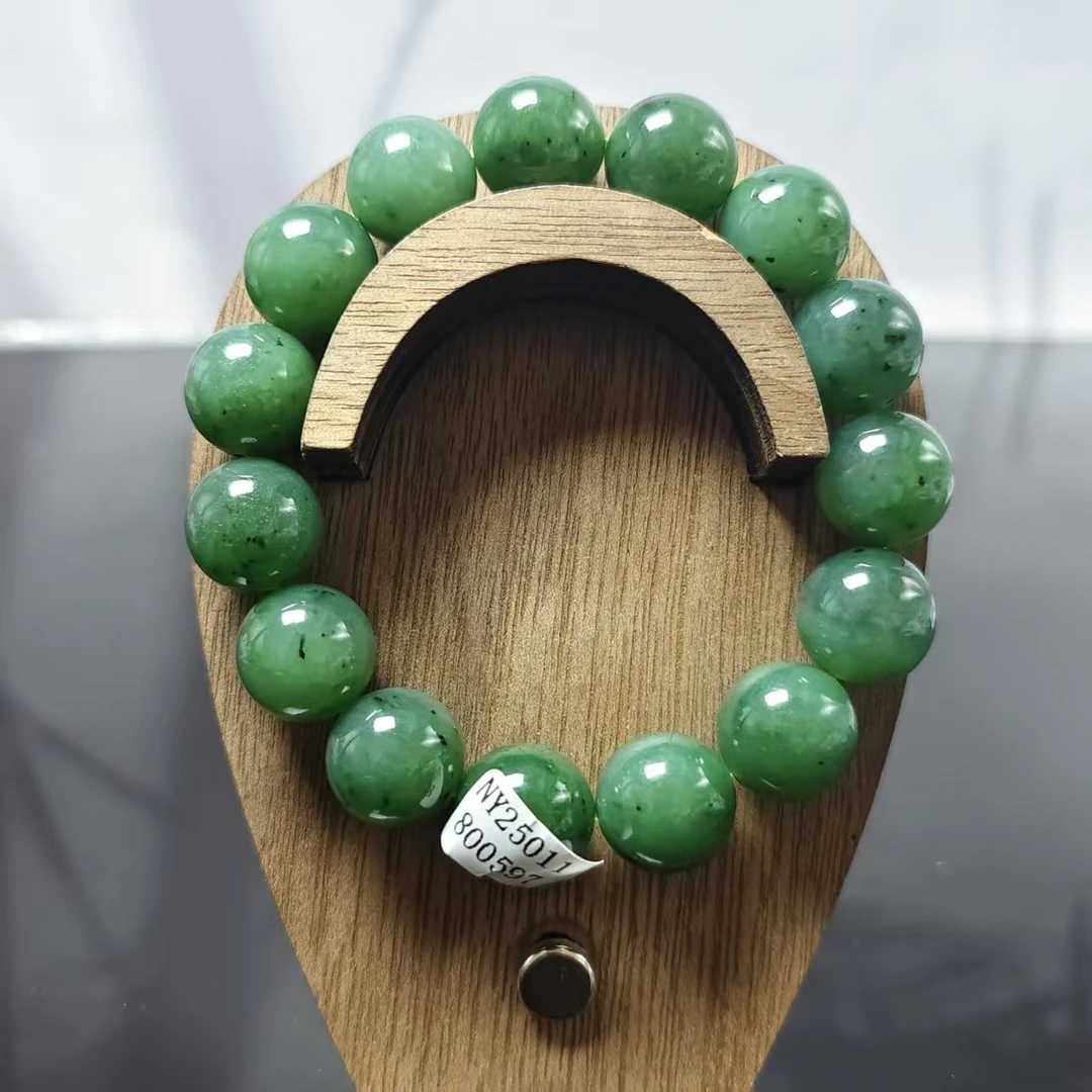 Z和田玉碧玉圆珠手串（卡14）0597