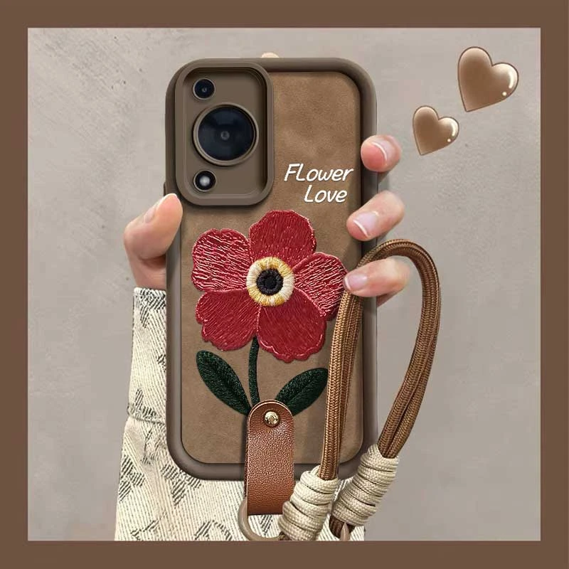 适用畅享70手机壳油画红花阶梯简约羊巴皮外壳硅胶防摔保护套高级