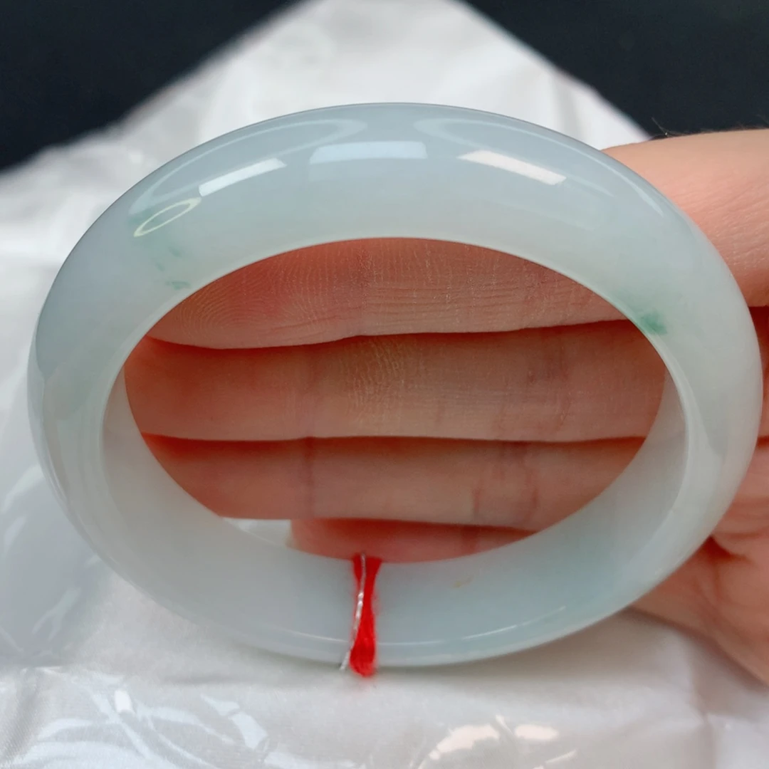 未镶嵌手镯翡翠54.7正圈，胶润小清新，037