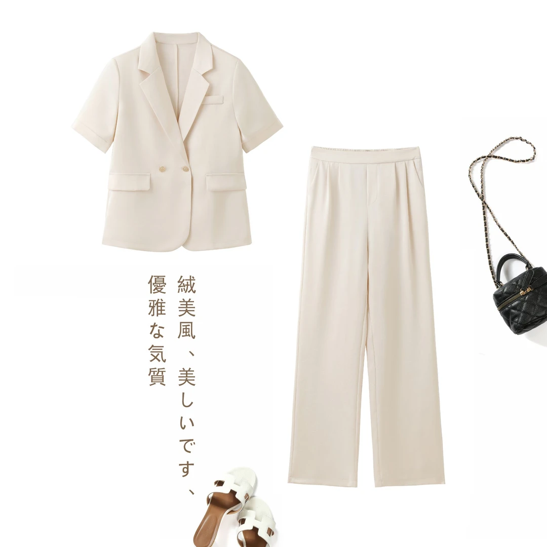 知性职业西装套装女2025夏季新款外套短款两件套