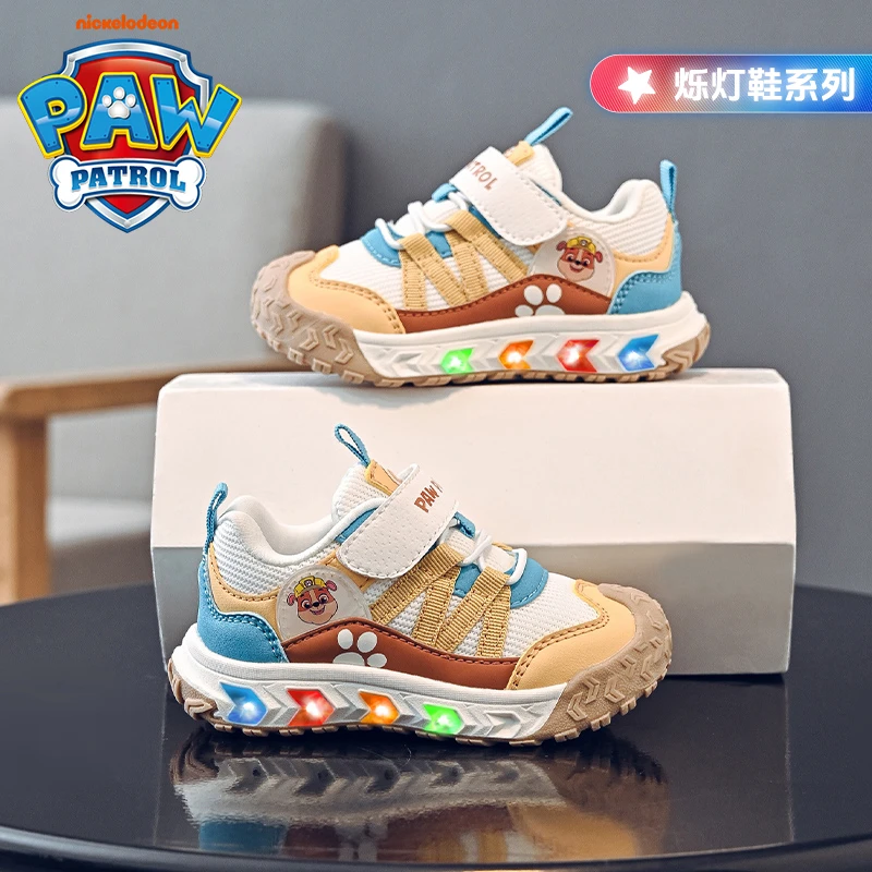 汪汪队男童运动鞋3-6岁2025春秋季新款魔术贴儿童闪光亮灯跑步鞋