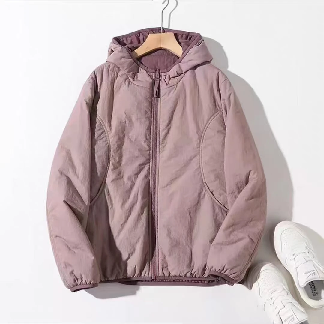 小暖炉！25新款冬季两面穿纯色棉服保暖显瘦加厚休闲连帽棉衣