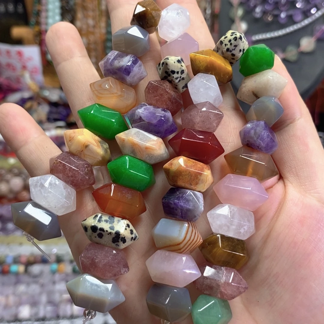未镶嵌玛瑙/玉髓珠宝半成品多宝双尖20颗