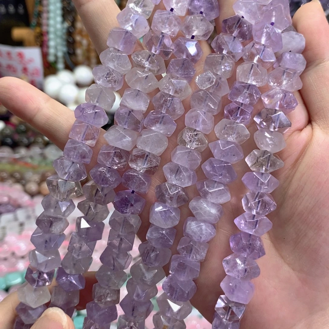 未镶嵌玛瑙/玉髓珠宝半成品紫水晶冲角一条卡10mm