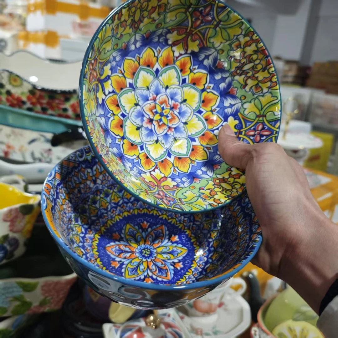 埃兰加花花世界6英寸米饭碗面碗汤碗两个组合装