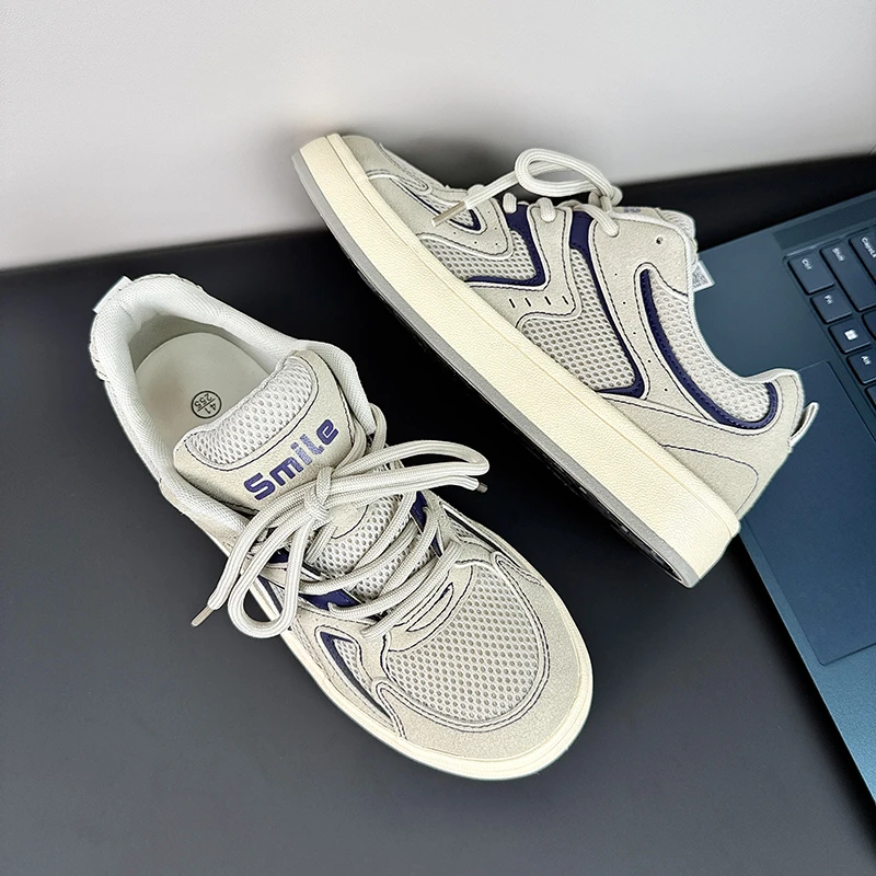 干净感痞帅男鞋夏季透气男生板鞋潮流百搭运动休闲网面鞋厚底鞋子