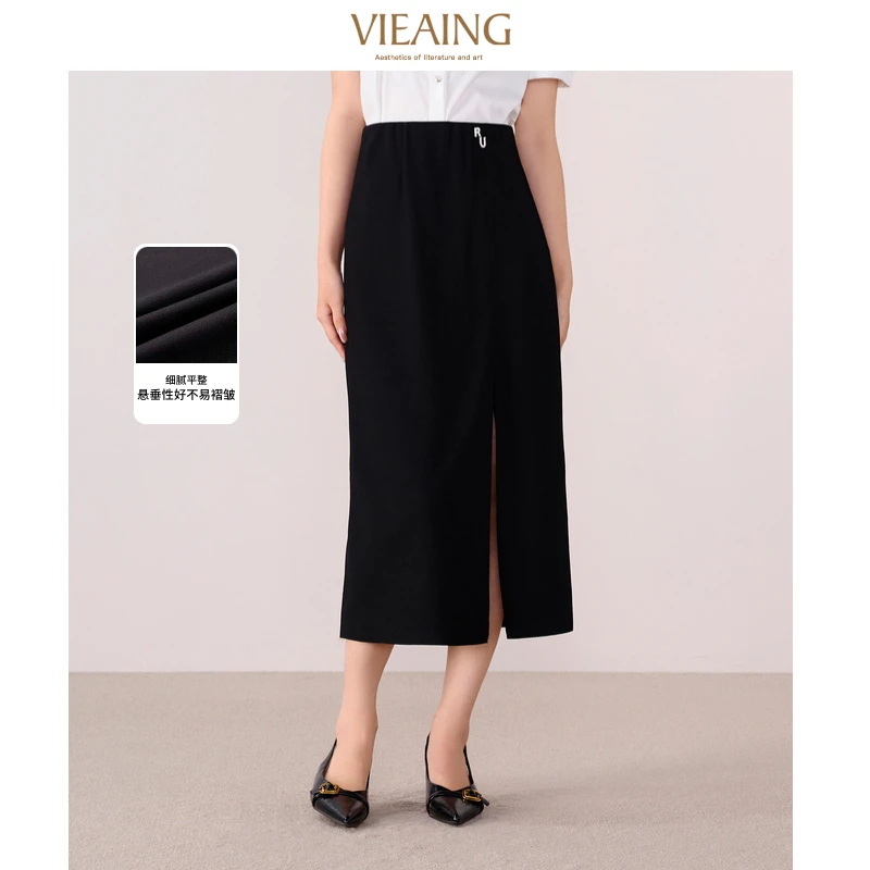 VIEA.ING薇迎夏季新款百搭中长款修身显瘦开叉半身裙155062130888