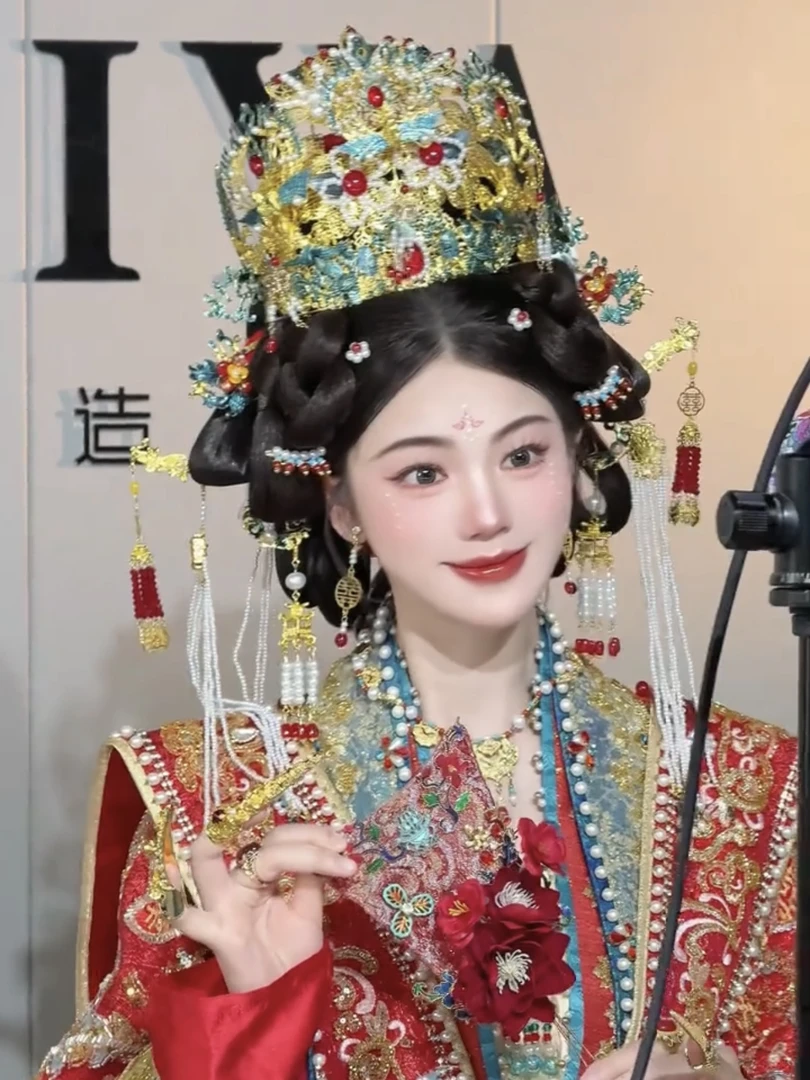 君心家 XS汉唐汉服新娘大冠分体多件套中式婚礼头饰古风