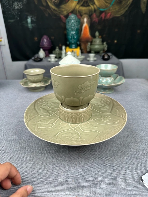 秘色瓷套盏瓷器摆件